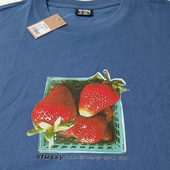 Stussy Blue Tee with Strawberry Graphic - Picture 2 of 3